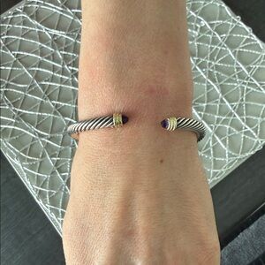David Yurman Silver and Gold Cuff with Purple Tips